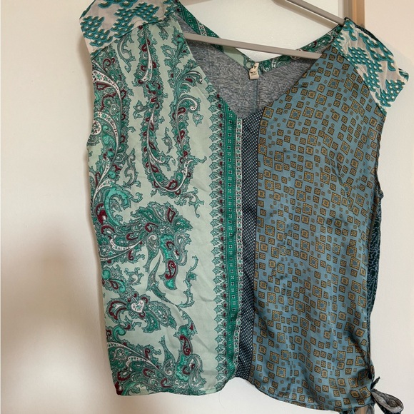 Anthropologie Teal Paisley Blouse - Picture 2 of 3